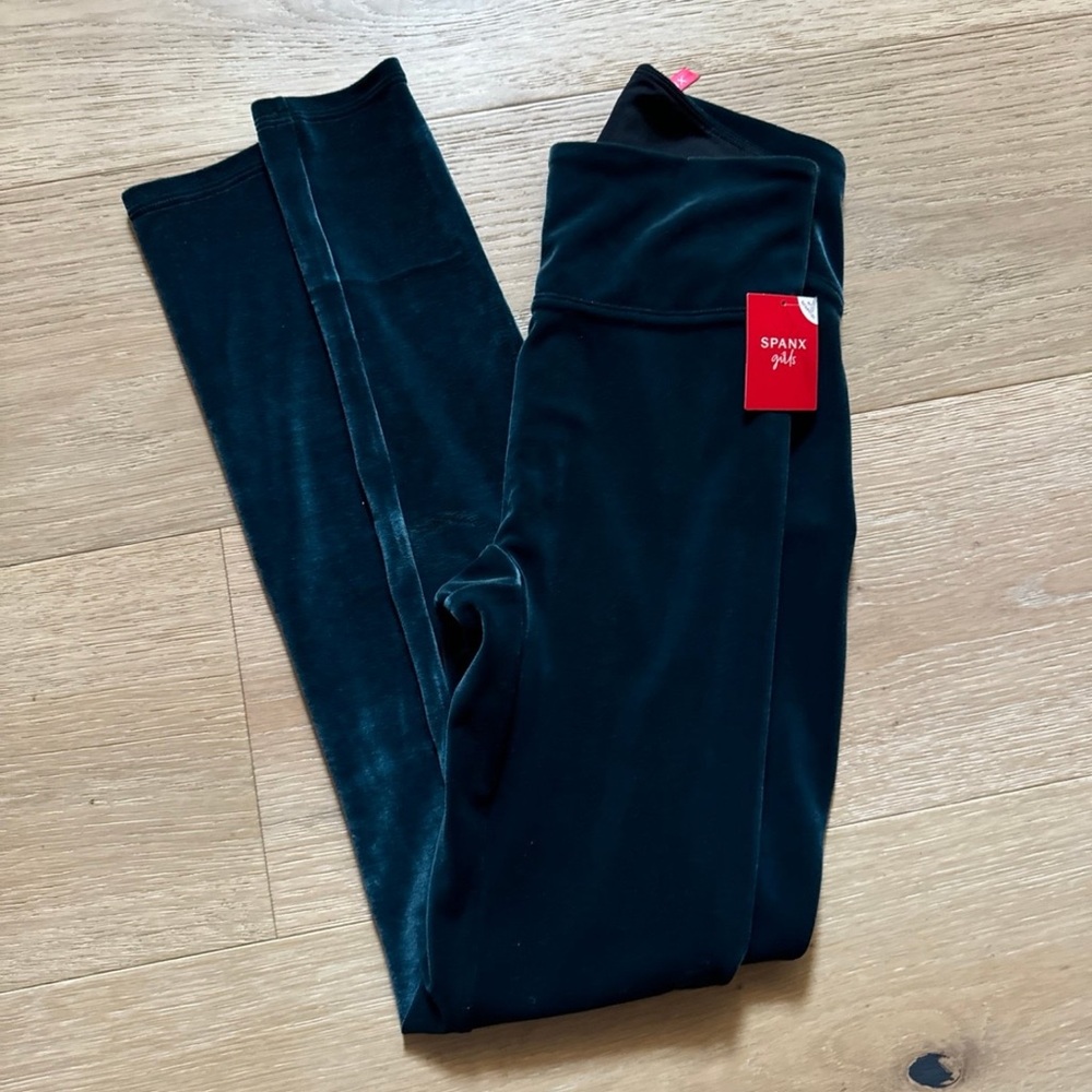 NWT Spanx Girls Green Velvet Leggings